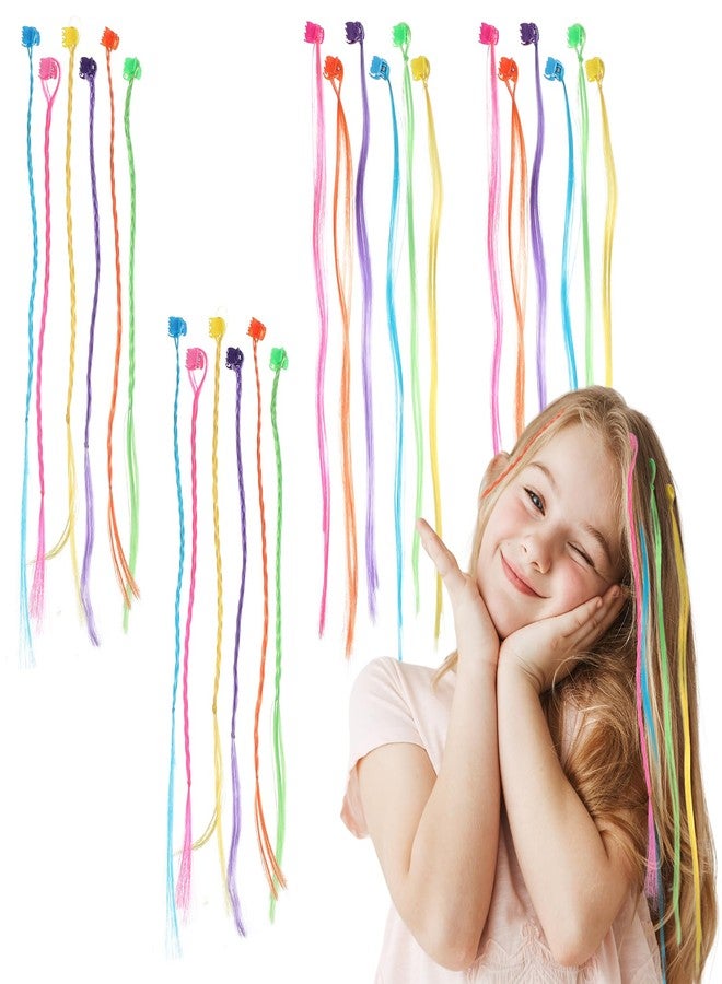 Nogeqi 24 Pcs Colored Hair Extensions for Kids Hair Accessories for Girls Clip in Colored Hairpieces Girls Nylon Rainbow Clips for Toddler Kids Ponytails Accessories - Image 1